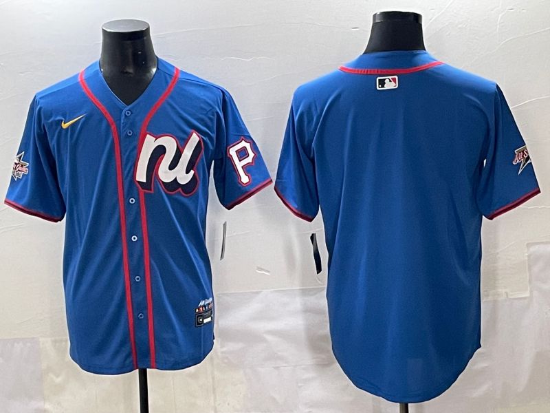 Men 2025 Pittsburgh Pirates Blank Blue All star Nike MLB Jersey style 1